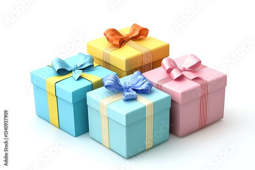 Decorative Eid Gift Boxes Wrapped in Festive Paper. photo