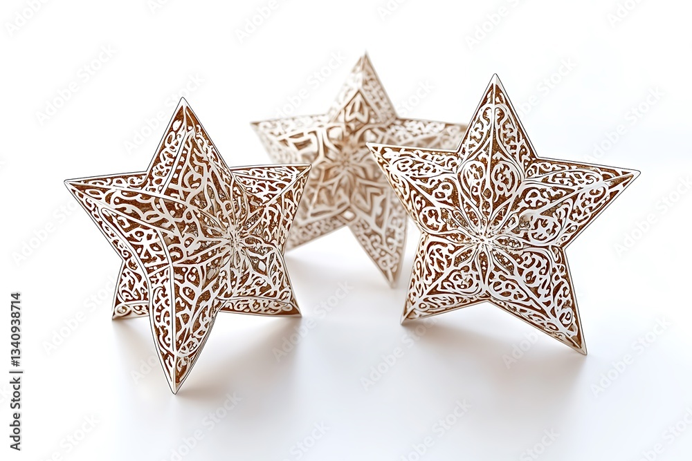 Elegant Star-Shaped Eid Ornaments with Intricate Patterns. Elegant Star-Shaped Eid Ornaments with Intricate Patterns.