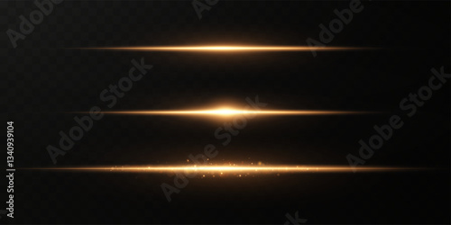 Light effect of neon lines movement.Horizontal lines. Speed ​​effect on a transparent background.lines of light, speed and movement.	
