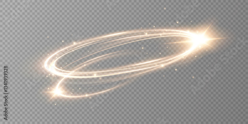 Abstract light speed motion effect.Gold color spiral glow effect.Magic shiny lin	