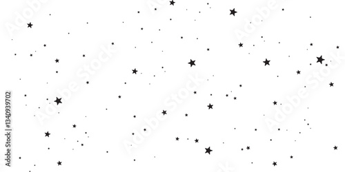 Shooting Star Black. Shooting star with an elegant star trail on a white background. Festive star sprinkles, powder.
