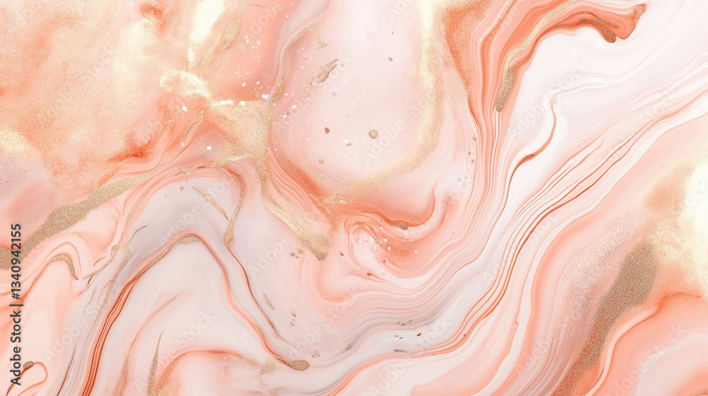 Abstract peach marble pattern with golden glitter, pastel pink and white background Abstract peach marble pattern with golden glitter, pastel pink and white background