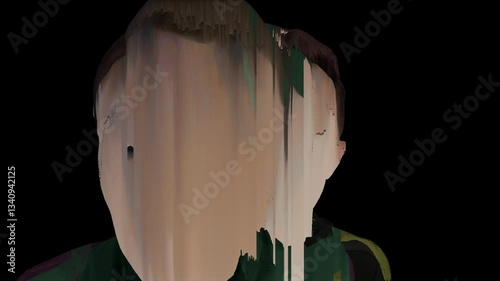 Blurred human face. Glitch effect and abstraction.