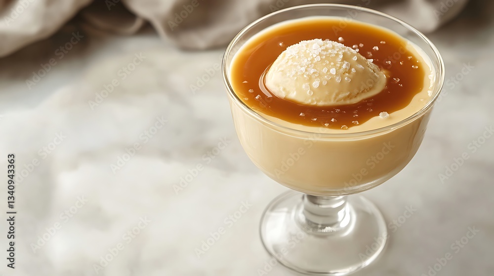 Elegant shot of hard custard ice cream in a glass dessert cup Elegant shot of hard custard ice cream in a glass dessert cup