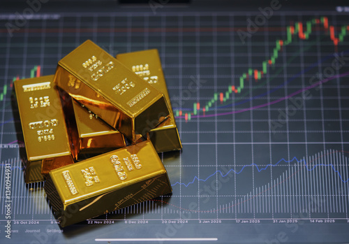 candlestick chart downtrends on mobile screens and gold bars Forex Trading Ideas Cryptocurrency and gold	