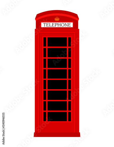 Red Classic London English Telephone Box Vector Isolated