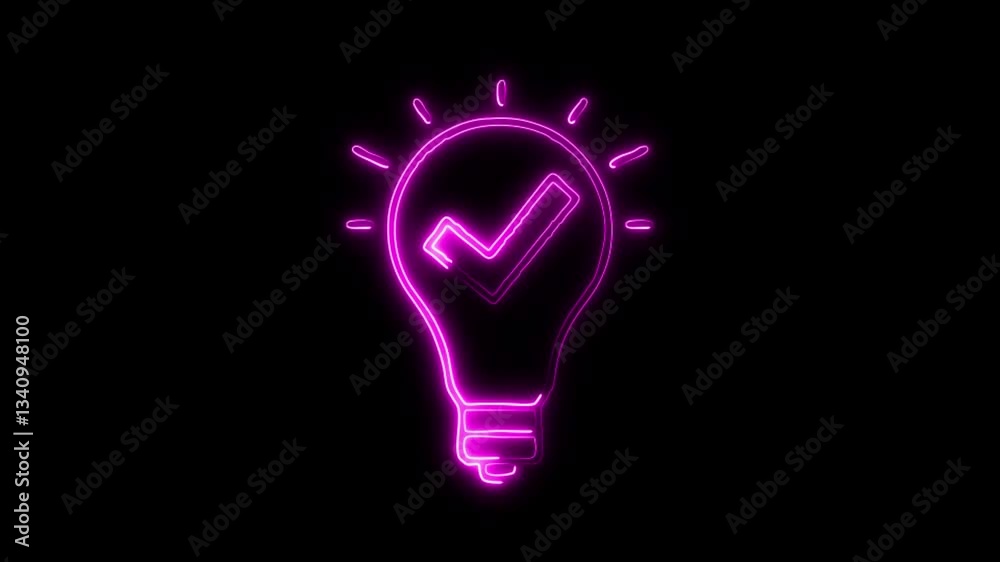 Glowing neon Light Bulb icon isolated on black background. HD Video motion graphic animation Glowing neon Light Bulb icon isolated on black background. HD Video motion graphic animation