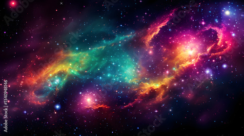 Wallpaper Mural Nebula and star cluster interwoven in a cosmic dance depicting the majesty of space with a blend of colors and stellar elements. Torontodigital.ca