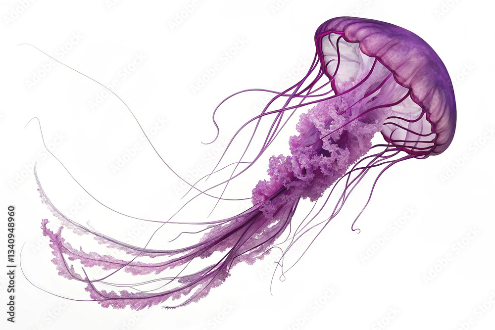Fototapeta premium Purple jellyfish isolated on transparent background
