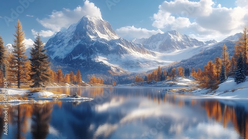 Crystal clear alpine lake nestled in a mountain range, mirror-like reflection, pristine wilderness, alpine serenity :: paddleboarding, lakeside camping, alpenglow 