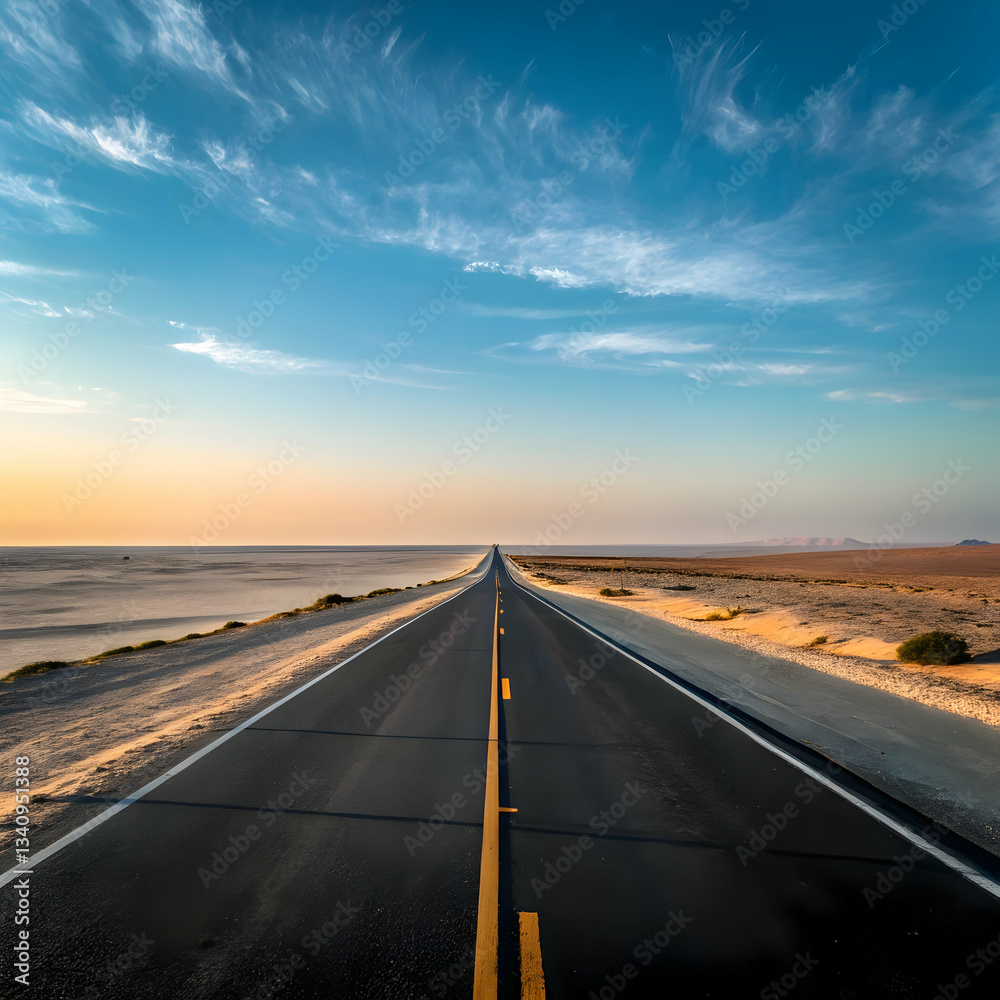 Endless Road: Desert Highway Sunset Endless Road: Desert Highway Sunset