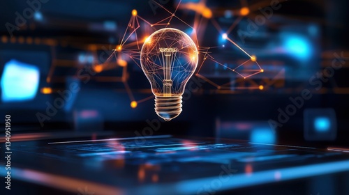 Innovative technology illumination digital space illustration abstract environment close-up view conceptual visualization for seo