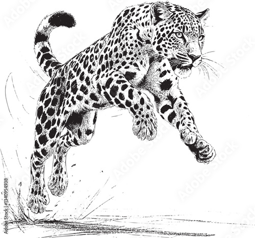 : jumping leopard