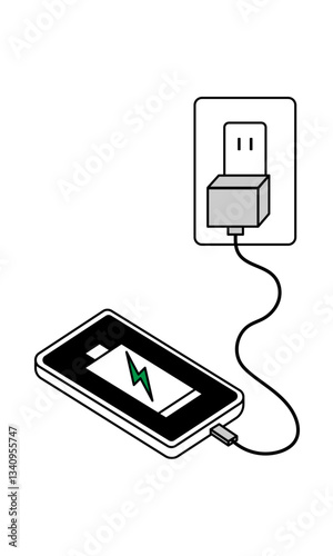 スマートフォンを充電するイラスト