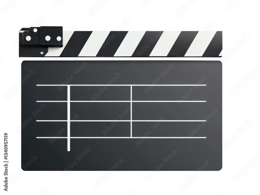 Fototapeta premium Clapperboard ready for filming at a studio set on a transparent background, cut out