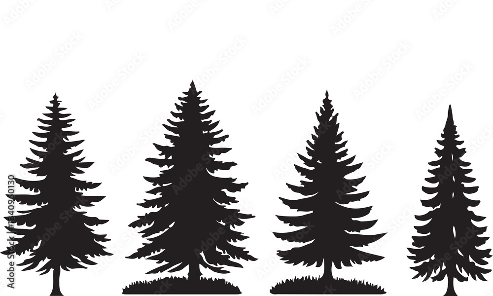 Naklejka premium set of pine trees