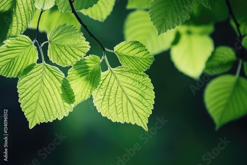 Close-up of individual leaves on a tree branch