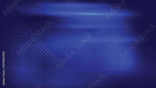 Abstract creative glowing ray light and shade with halftone dot screen on gradient blue background. Vector illustration.
