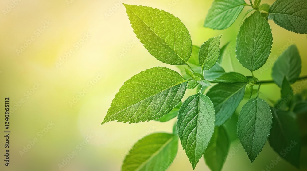 Fresh green leaves on soft pastel background for natural and eco-friendly designs Fresh green leaves on soft pastel background for natural and eco-friendly designs