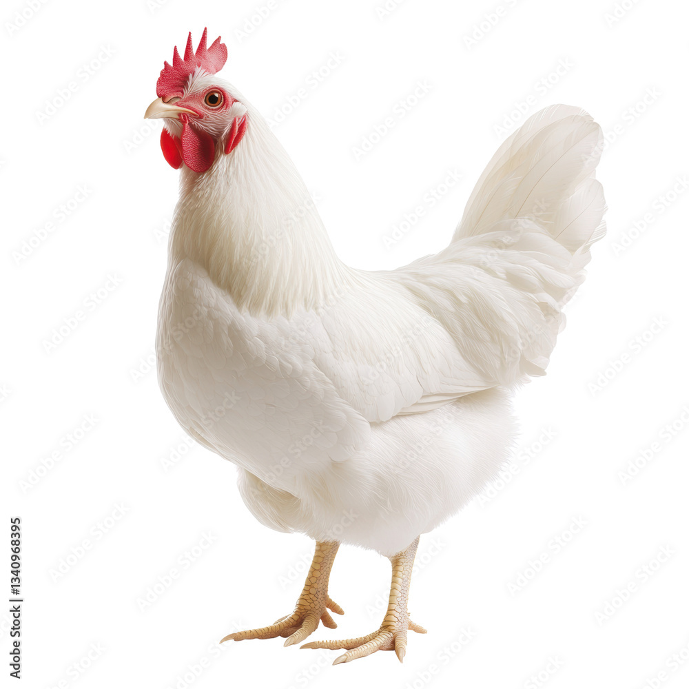 Fototapeta premium Elegant White Hen on a Black Background on a white background.