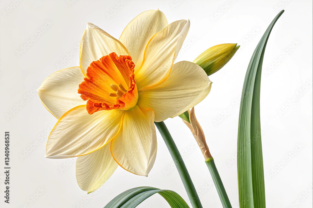 Fototapeta premium Daffodil flower isolated on white background, Generative AI