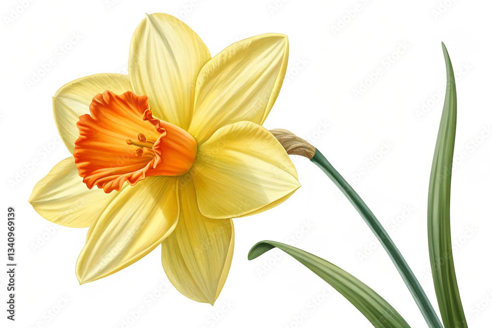 Daffodil flower isolated on white background, Generative AI Daffodil flower isolated on white background, Generative AI