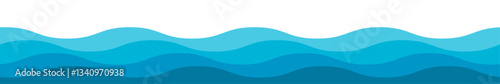 Seamless sea or ocean waves pattern. Abstract water wave background. Blue wavy vector texture.