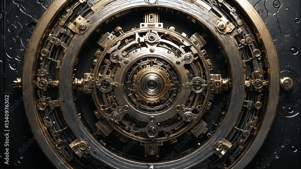 Intricate Inner Workings of a Precision Engineered Circular Mechanism, Revealing Complex Gears and Components for Industrial or Technological Applications