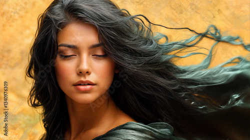 Detailed view of a woman's face and hair, highlighting the natural beauty.