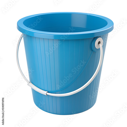 Blue plastic bucket with white handle, household cleaning container, water storage, gardening, utility tool for home and outdoor use
