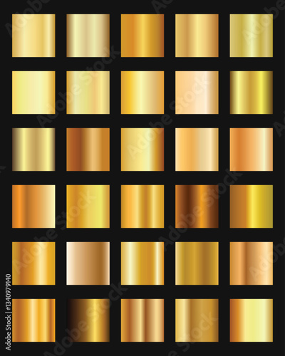 Collection of different gold gradient color palettes