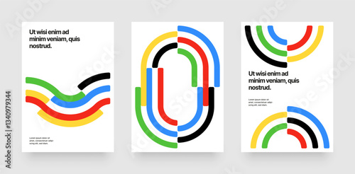 Template with abstract running track for competition, championship or sports event. Colorful lines design for cover, poster, or background.