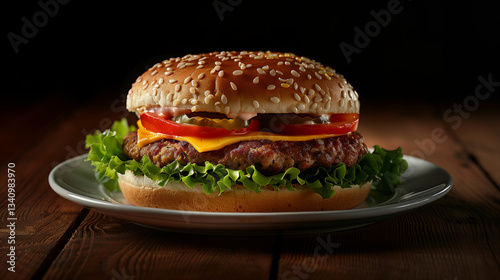 hamburger on a plate