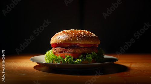 hamburger on black background