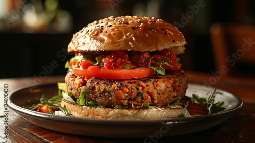 hamburger with vegetables