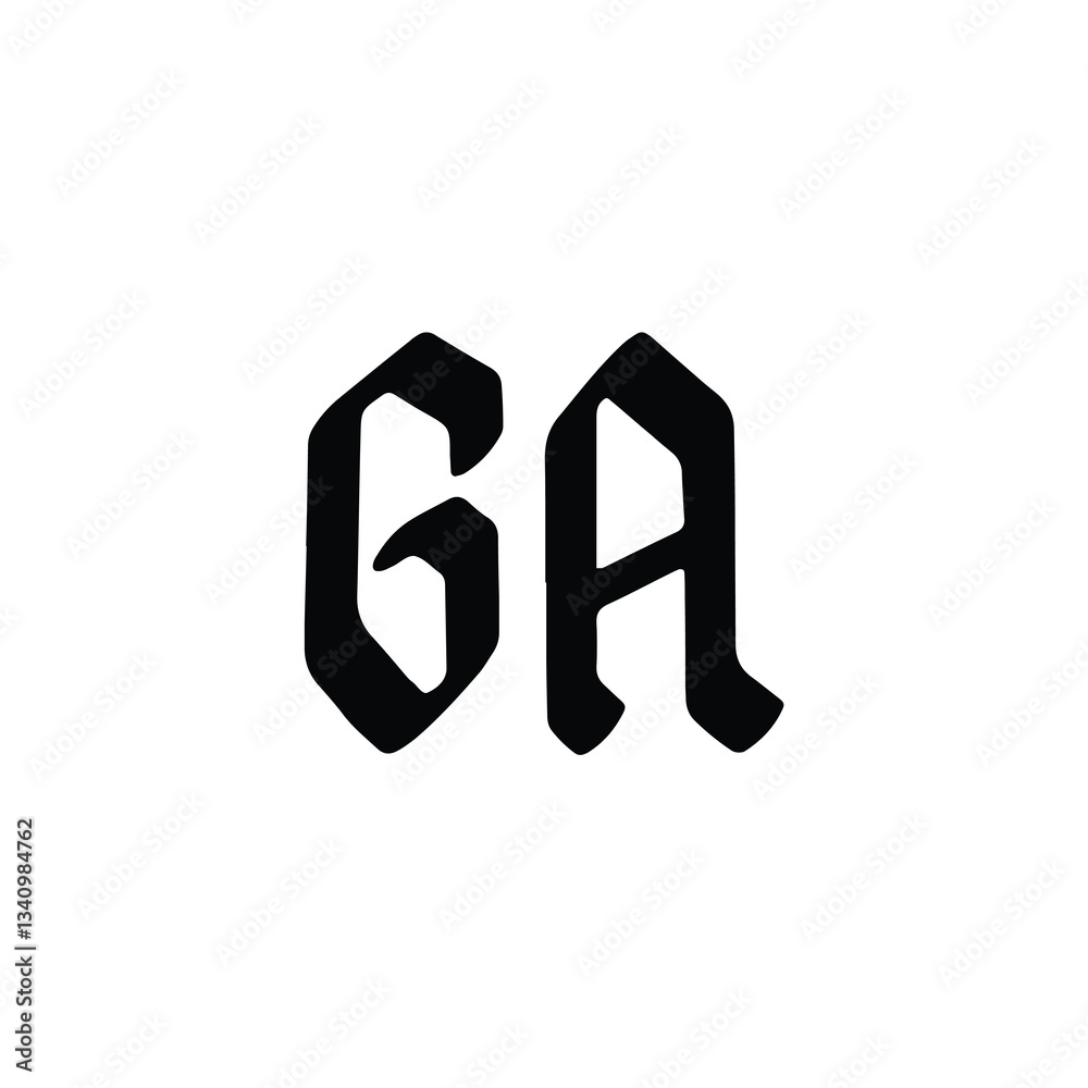 Fototapeta premium GA monogram logo design letter text name symbol monochrome logotype alphabet character simple logo