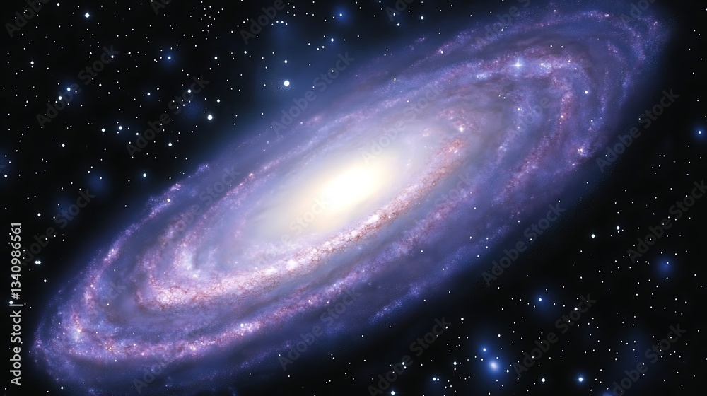 Obraz premium A beautiful spiral galaxy floats among many stars in space