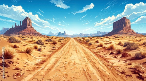 Stunning Desert Landscape with Dramatic Sky and Mountain Peaks