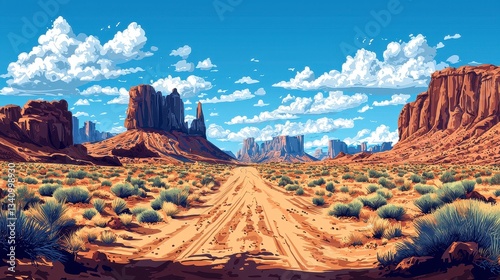 Vibrant Desert Landscape with Dramatic Clouds and Sand Dunes