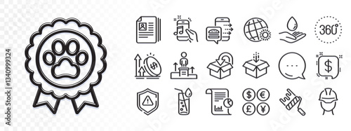 World weather, Money currency and Foreman line icons for web app. Glare of light effect. Message icon. Pack of Get box, Business podium, Attention pictogram icons. Vector