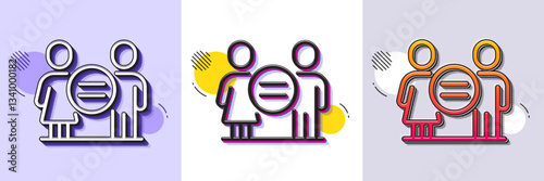 Equality line icon. Halftone dotted pattern. Gradient icon with grain shadow. Ethics balance sign. Equal gender symbol. Line equality icon. Various designs. Vector