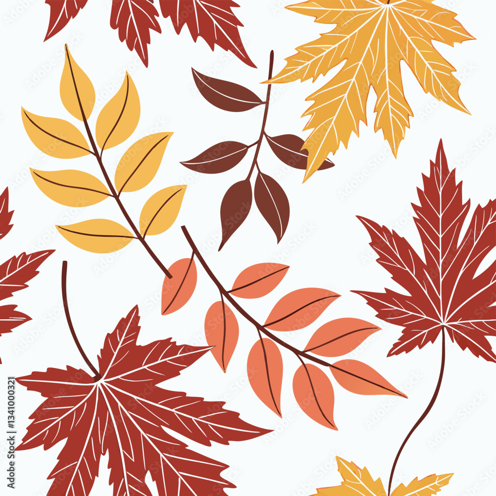 Fototapeta premium Seamless pattern Summer, Spring and Autumn leaf leaf pattern harvest pattern