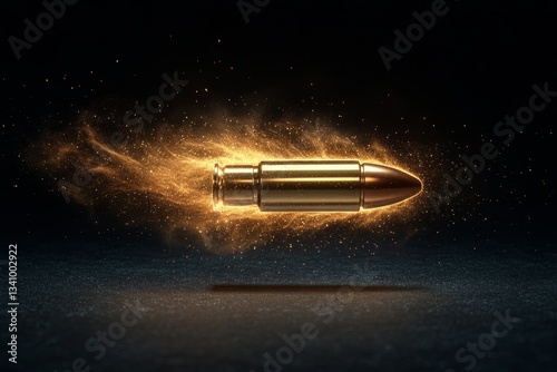 A close-up of an empty bullet casing ejecting from a gun after firing