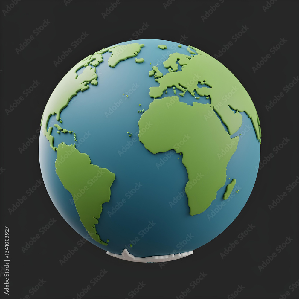 3D effect Earth planet render icon. Green recycle environment sphere for school education 3D effect Earth planet render icon. Green recycle environment sphere for school education