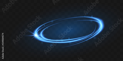 Neon blue circle.Blue light effect.Fantasy magic portal.Vector illustration.