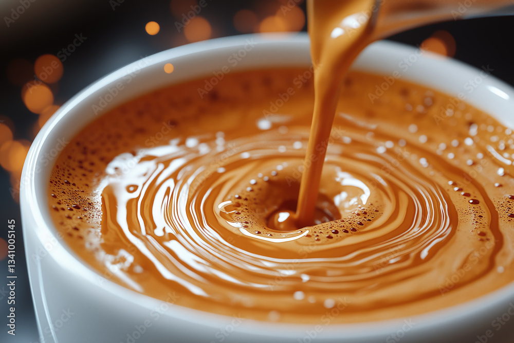 Creamy caramel sauce swirls in a bowl captured in warm light