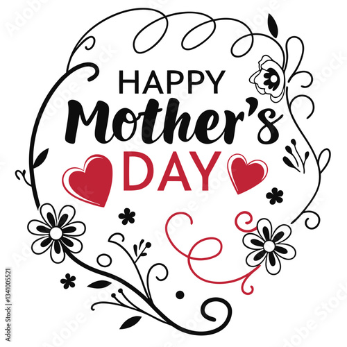 Wallpaper Mural Happy Mothers Day, Floral typography design, vector, illustration, ai generated Torontodigital.ca