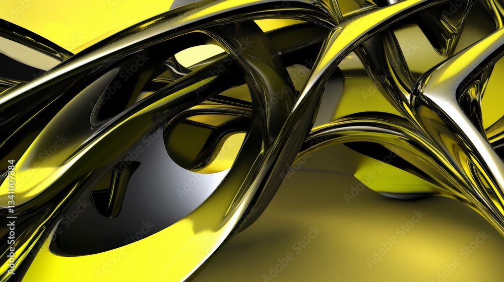 Fototapeta premium Abstract Metallic Architecture Design: Intricate Forms in Gold and Black