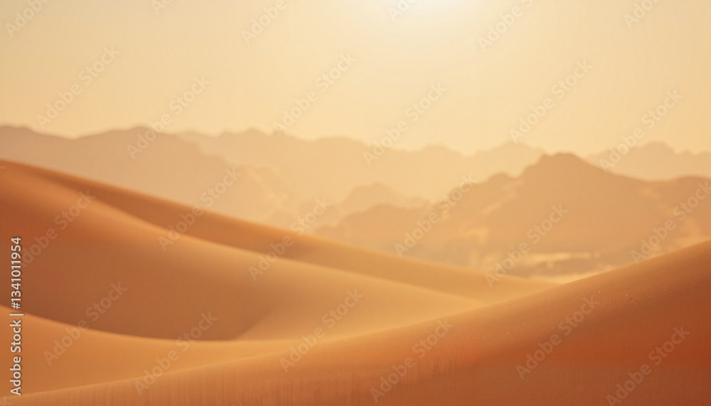 Golden Desert Dunes Under Soft Sunlight in a Serene Landscape