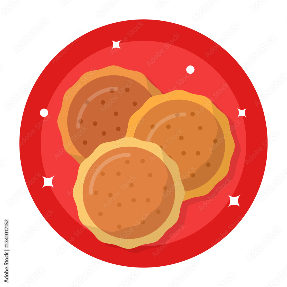 Fototapeta premium assortment of glazed chocolate Lebkuchen concept, honey-sweetened moulded cookies vector icon design, German cuisine symbol, Germany Serving Platter sign European gastronomy food culture illustration 